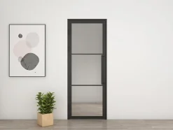 porte intérieure loft en verre - 93x204 atelier - noir mat - transparent - verrière - 3 vitrages - charnière gauche-Schulte Hot