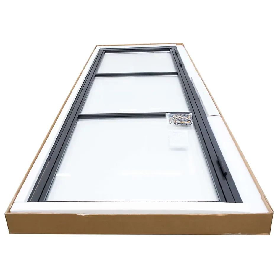 porte intérieure loft en verre - 93x204 atelier - noir mat - transparent - verrière - 3 vitrages - charnière gauche-Schulte Hot