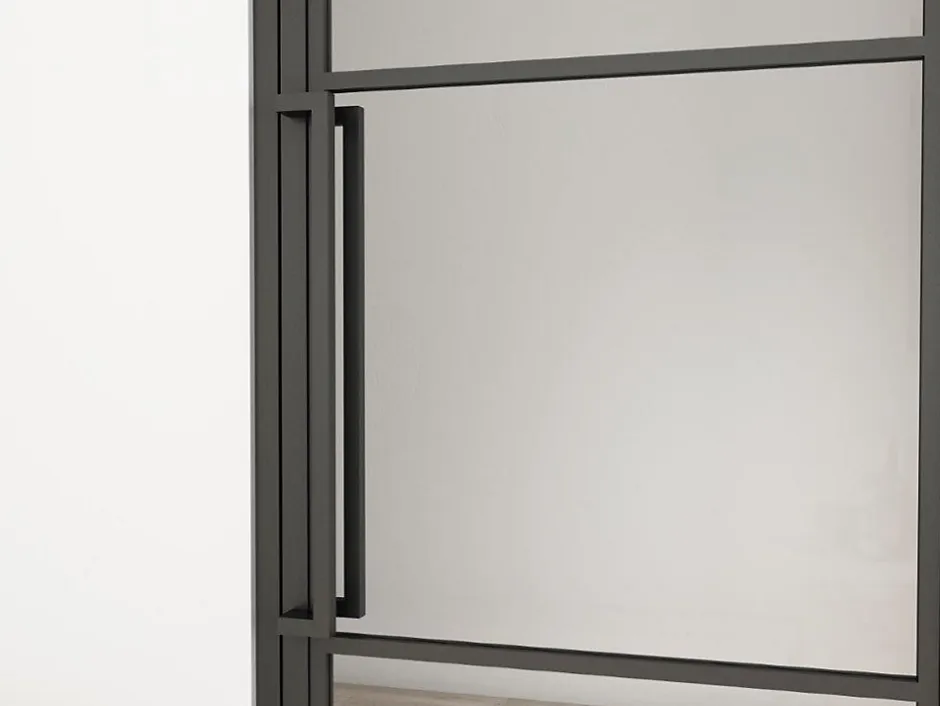 Schulte porte intérieure loft en verre - 83x204 atelier - noir mat - transparent - verrière - 3 vitrages - charnière droit