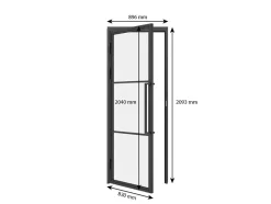 porte intérieure loft en verre - 83x204 atelier - noir mat - transparent - verrière - 3 vitrages - charnière gauche-Schulte Clearance