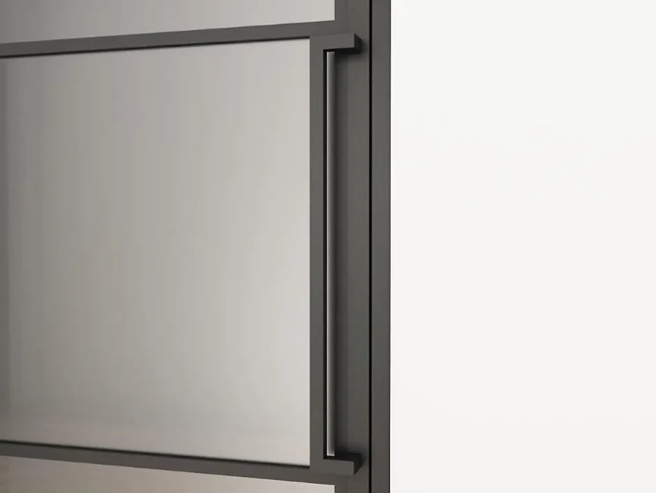 porte intérieure loft en verre - 83x204 atelier - noir mat - transparent - verrière - 3 vitrages - charnière gauche-Schulte Clearance