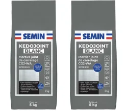 Semin - Joint en Poudre pour Carrelage Kedojoint Blanc - Intérieur - Sac de 5 kg - Lot de 2