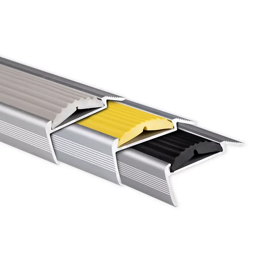 Seuil d'escalier Avec simple caoutchouc Power Grip Longueur: 100 cm Pré-percé Gris-Floordirekt