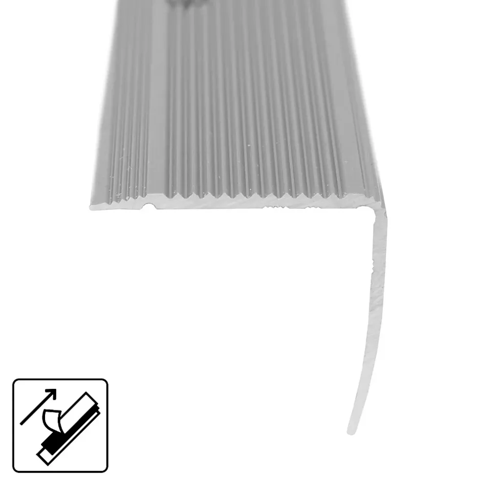 Seuil d'escalier Integral, Forme: L 35 x 30 mm Longueur: 100 cm, Auto-adhésif, Argent-Floordirekt Hot