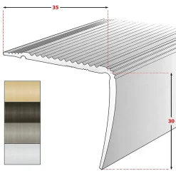 Seuil d'escalier Integral, Forme: L 35 x 30 mm Longueur: 100 cm, Auto-adhésif, Argent-Floordirekt Hot