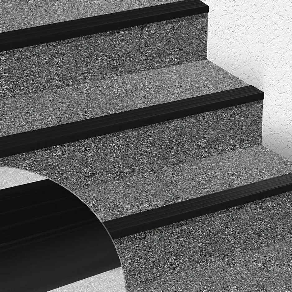 Floordirekt Seuil d'escalier Michigan PVC 45 x 42 mm Noir Longueur: 100 cm