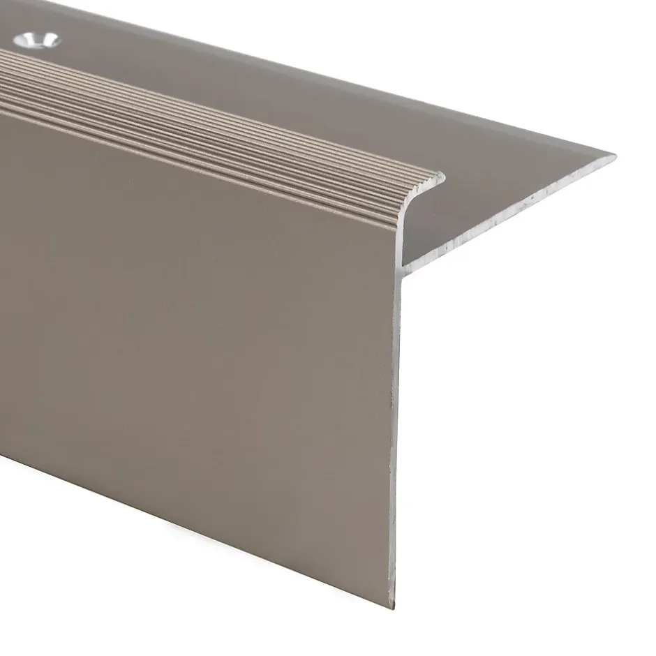 Seuil d'escalier Safety Forme F Aluminium anodisé Bronze clair L 134 cm-Floordirekt Hot