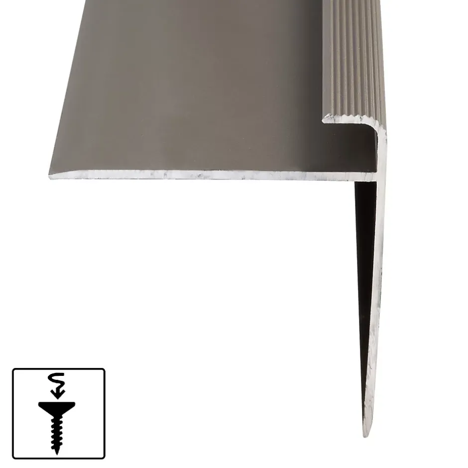 Seuil d'escalier Safety Forme F Aluminium anodisé Bronze clair L 134 cm-Floordirekt Hot