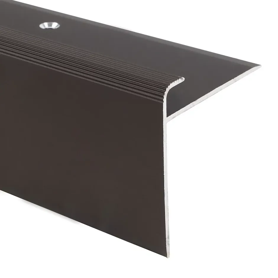 Seuil d'escalier Safety Forme F Aluminium anodisé Bronze foncé M 100 cm-Floordirekt New