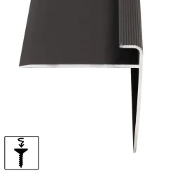 Seuil d'escalier Safety Forme F Aluminium anodisé Bronze foncé M 100 cm-Floordirekt New