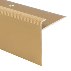 Floordirekt Seuil d'escalier Safety Forme: F Aluminium anodisé Or élégant L 134 cm