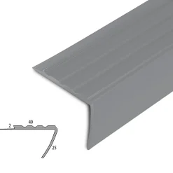 Floordirekt Seuil d'escalier Toronto PVC Montage avec ou sans perçage 40 x 25 mm Gris Longueur: 100 cm