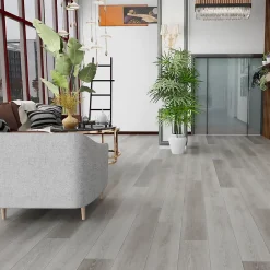 Sol Lames PVC clipsable avec sous couche intégrée GARANTIE 20 ans Ep. 5,5 mm Gris foncé Dim L 122 cm x l 23 cm-Rentside Best