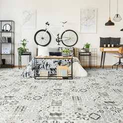 Sol Lino - Carreaux de ciment - Noir - Rouleau de 4m x 2m-Tarkett Online