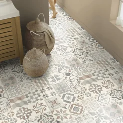 Tarkett Sol Lino - Carreaux de ciment - Naturel - Rouleau de 3m x 6m