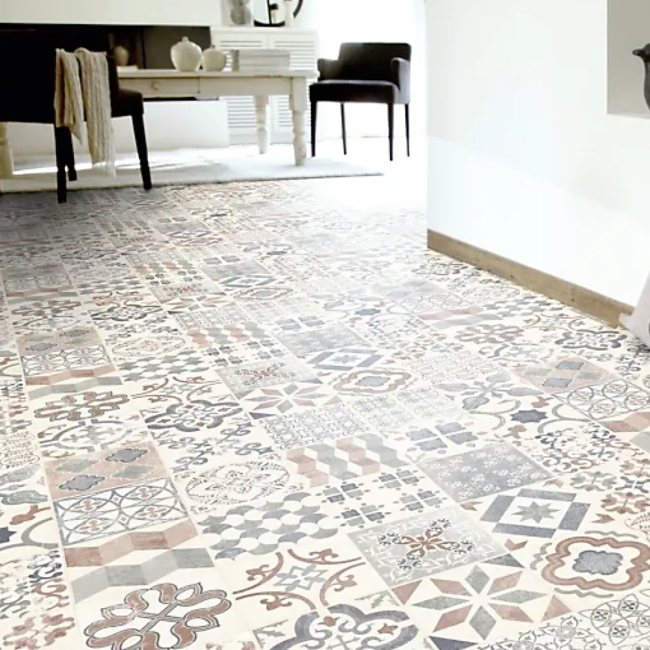 Tarkett Sol Lino - Carreaux de ciment - Naturel - Rouleau de 2m x 2m