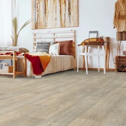Décoweb Sol Lino - Imitation parquet bois blanc vieilli - Rouleau de 4m x 5m