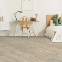 Décoweb Sol Lino - Imitation parquet bois blanc vieilli - Rouleau de 4m x 3m