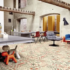 Sol Lino Carreaux de ciment - Brique - Rouleau de 2m x 2m-Tarkett