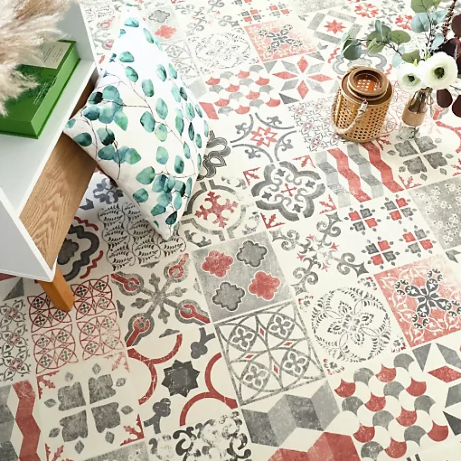 Sol Lino Carreaux de ciment - Brique - Rouleau de 2m x 2m-Tarkett