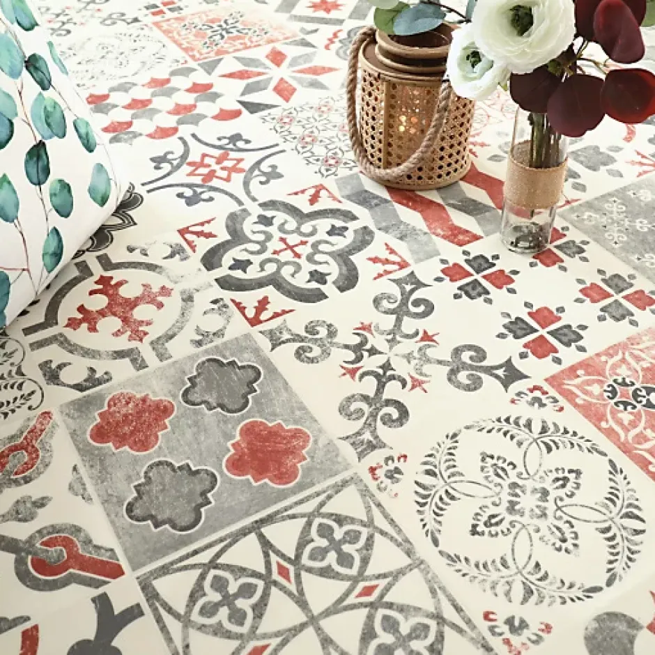 Sol Lino Carreaux de ciment - Brique - Rouleau de 2m x 2m-Tarkett