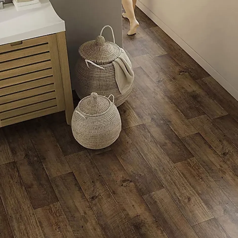 Sol PVC effet parquet Chêne Brun Foncé - Rouleau de 2m x 6m-Tarkett Outlet