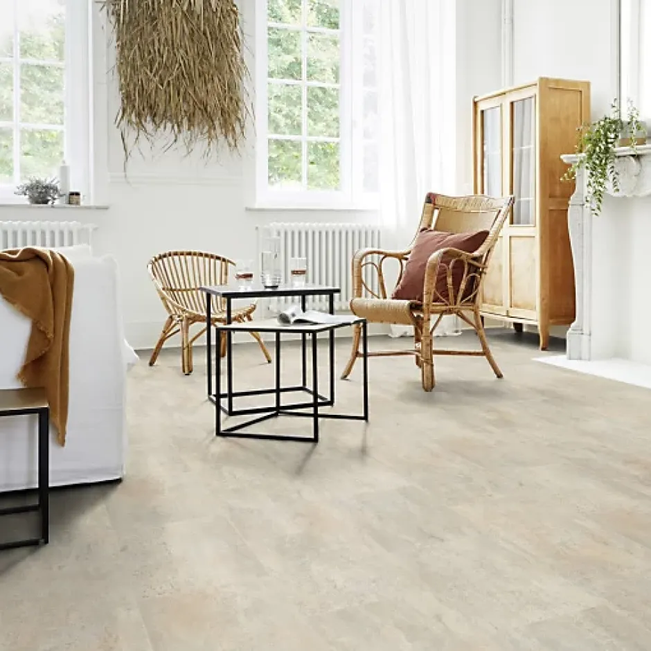 Tarkett Sol PVC Envers Textile - Carrelage Grège - Echantillon 15 x 20 cm