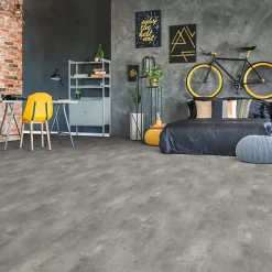 Sol PVC Textile - Aspect béton griffé gris - Rouleau de 2m x 5m-Décoweb