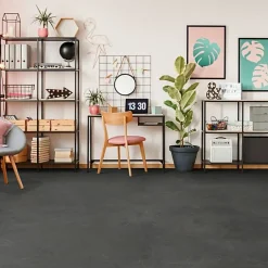 Décoweb Sol PVC Textile - Aspect marbre anthracite - Rouleau de 3m x 7m