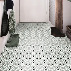 Sol PVC Textile - Effet carreaux de ciment Gris - Rouleau de 2m x 2m-Décoweb Best