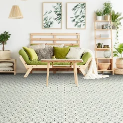 Sol PVC Textile - Effet carreaux de ciment Gris - Rouleau de 2m x 2m-Décoweb Best