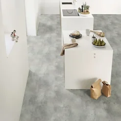 Sol PVC Textile Aspect béton griffé gris clair - Rouleau de 4m x 5m-Décoweb Online