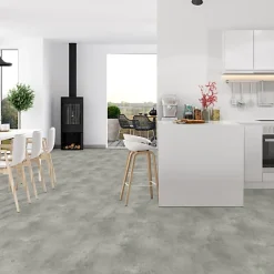 Sol PVC Textile Aspect béton griffé gris clair - Rouleau de 4m x 5m-Décoweb Online