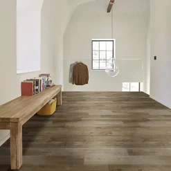 Décoweb Sol PVC textile Aspect parquet chêne brun - Rouleau de 4m x 5m