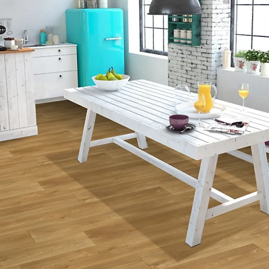 Sol PVC Textile Aspect parquet chêne naturel - Rouleau de 3m x 5m-Décoweb Discount