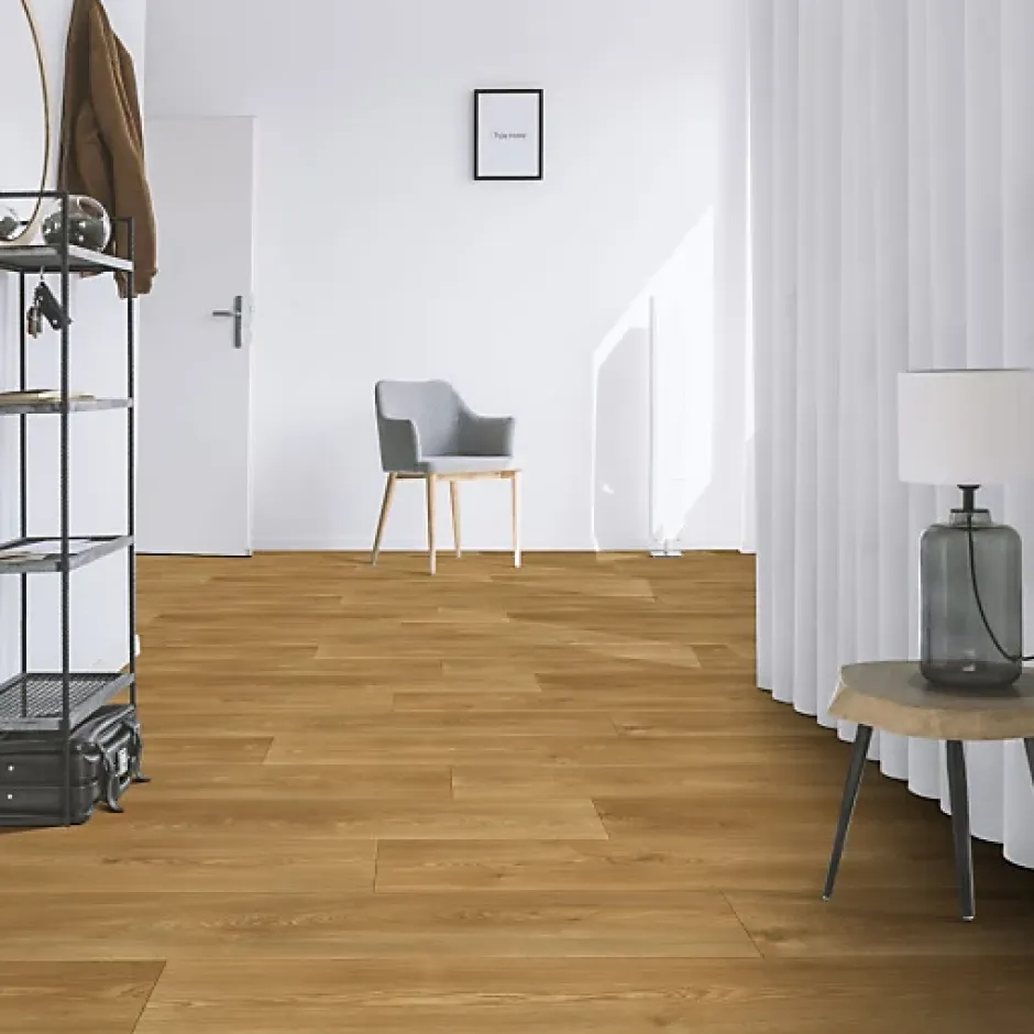 Sol PVC Textile Aspect parquet chêne naturel - Rouleau de 3m x 5m-Décoweb Discount