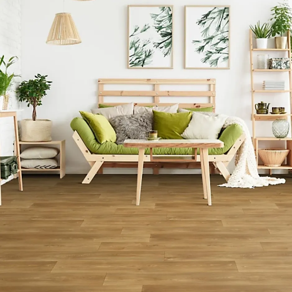 Sol PVC Textile Aspect parquet chêne naturel - Rouleau de 3m x 5m-Décoweb Discount