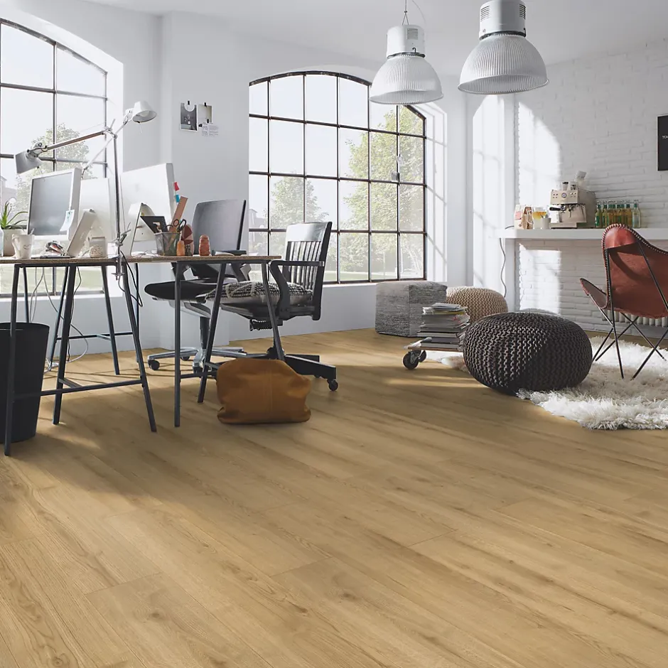 GoodHome Sol stratifié à clipser Amersham coloris naturel 8 mm l.138 x l.19,3 cm