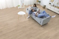 GoodHome Sol stratifié Amande chêne naturel blanc avec sous-couche intégrée AC5