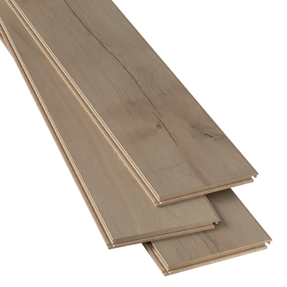 GoodHome Sol stratifié Bexhill , passage élevé AC4, effet chêne, L.138,3 cm x l.19,3 cm x ép.8 mm