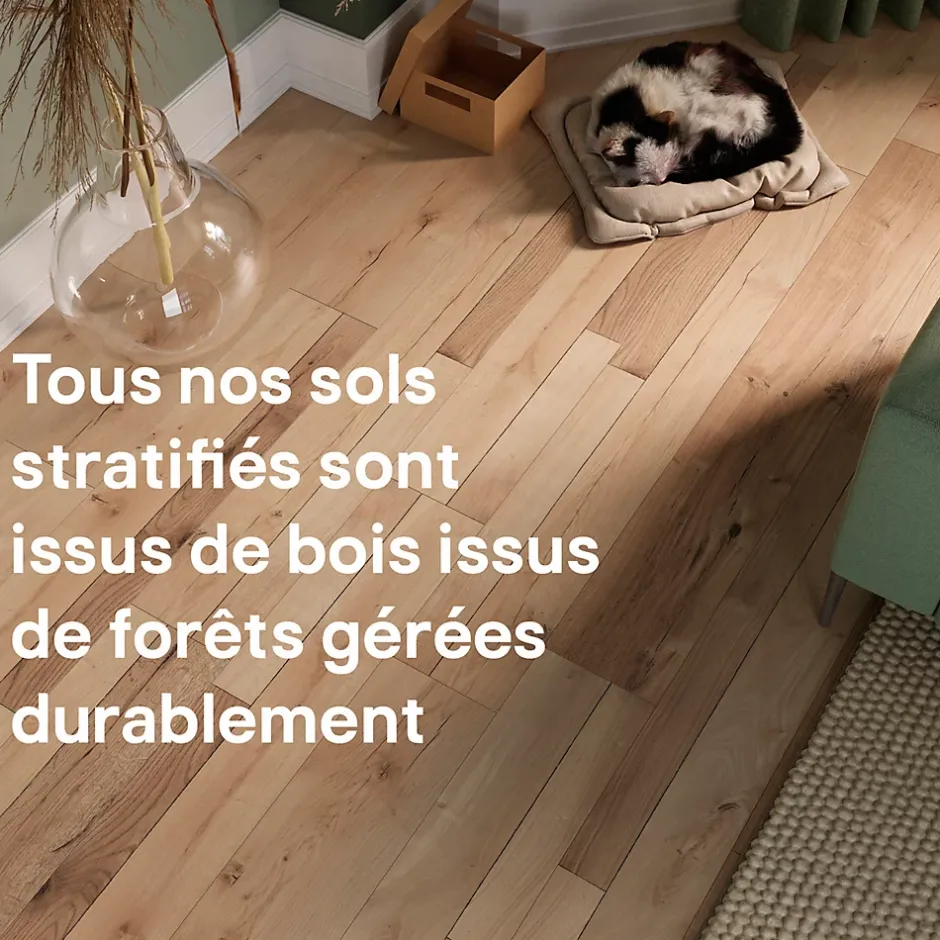 GoodHome Sol stratifié Bexhill , passage élevé AC4, effet chêne, L.138,3 cm x l.19,3 cm x ép.8 mm