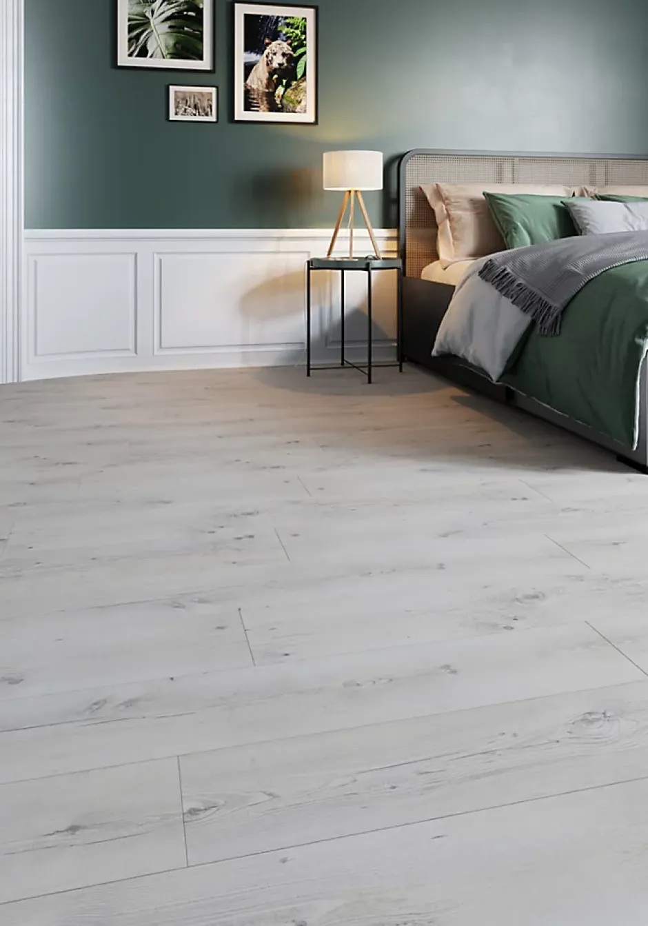 Sol stratifié Bilston , passage élevé AC4, effet chêne blanchi, L.138,3 cm x l.19,3 cm x ép.8 mm-GoodHome Clearance