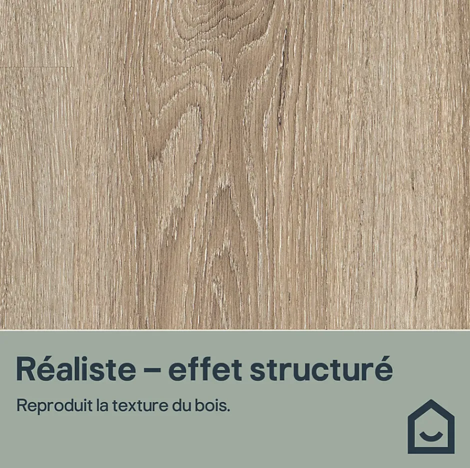 GoodHome Sol stratifié Bolton , passage intense AC5, effet chêne brun, L.126,1 cm x l.24,4 cm x ép.10 mm, résistant à l'eau