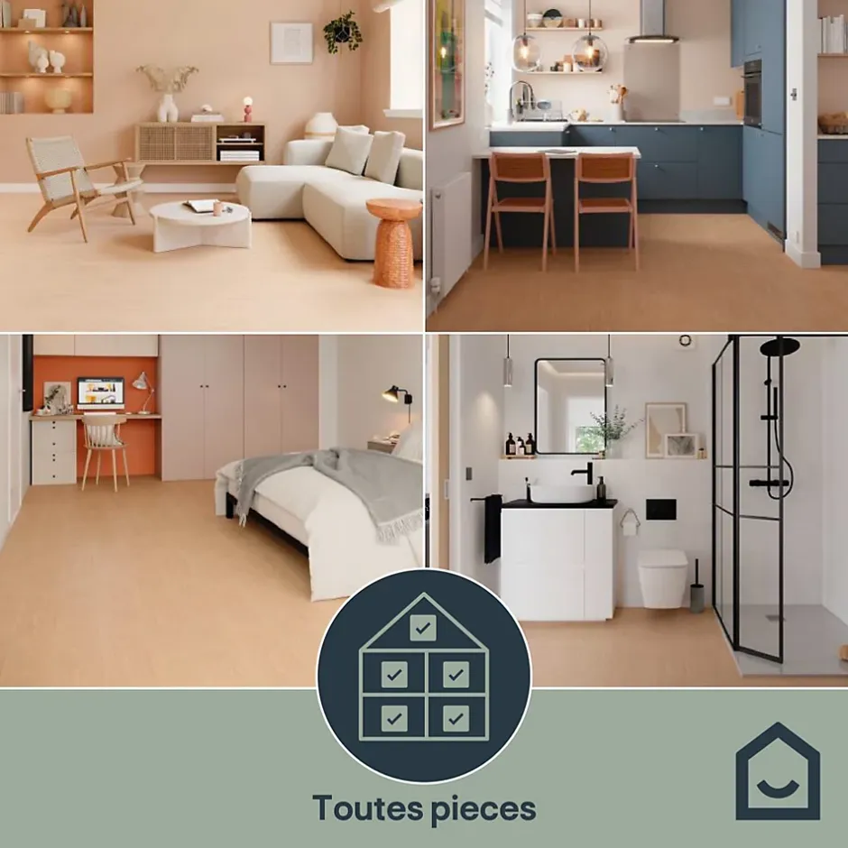 GoodHome Sol stratifié Bolton , passage intense AC5, effet chêne brun, L.126,1 cm x l.24,4 cm x ép.10 mm, résistant à l'eau