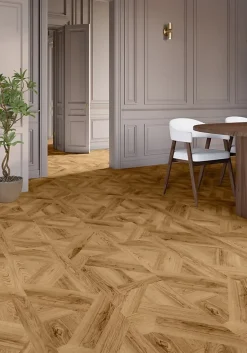 Sol stratifié Bromley , passage intense AC5, effet chêne miel, L.129 cm x l.32,9 cm x ép.8 mm, résistant à l'eau-GoodHome Online