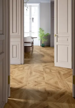 Sol stratifié Bromley , passage intense AC5, effet chêne miel, L.129 cm x l.32,9 cm x ép.8 mm, résistant à l'eau-GoodHome Online