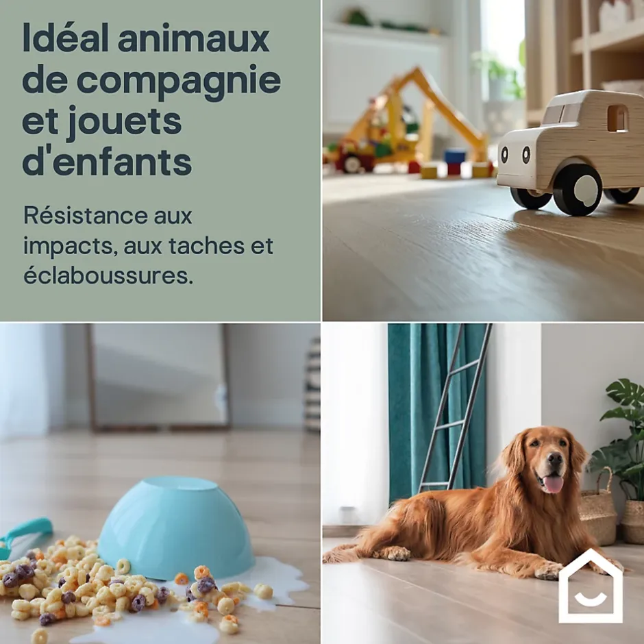 GoodHome Sol stratifié Byrd , passage intense AC5, effet chêne miel, L.125,7 cm x l.19,2 cm x ép.10 mm, résistant à l'eau