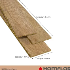 Sol stratifié Cajun bâton rompu, passage intense AC5, effet chêne, L.64,4 cm x l.12,2 cm x ép.8 mm, résistant à l'eau- Clearance