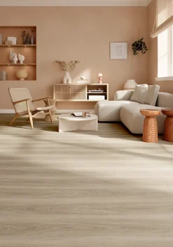 GoodHome Sol stratifié Clancy , passage élevé AC4, effet chêne gris taupe, L.129,2 cm x l.19,3 cm x ép.8 mm