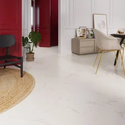 Sol stratifié clipsable Elegance aspect marbre blanc 8 mm compatible pièces humides-GoodHome Discount